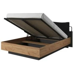 Lit Coffre BOBOCHIC - Lit Coffre 160x200 Cm NAYA Avec Liseuses LED Chêne Et Noir - Chêne Et Noir 10 Lit Coffre BOBOCHIC - Lit Coffre 160x200 Cm NAYA Avec Liseuses LED Chêne Et Noir - Chêne Et Noir -BOBOCHIC Soldes 2022 70414104 4