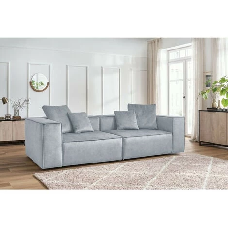 Canapé Modulable BOBOCHIC - Canapé Droit Fixe 3 Places VAUBAN Gris Clair - Gris Clair 6 Canapé Modulable BOBOCHIC - Canapé Droit Fixe 3 Places VAUBAN Gris Clair - Gris Clair â Image 4