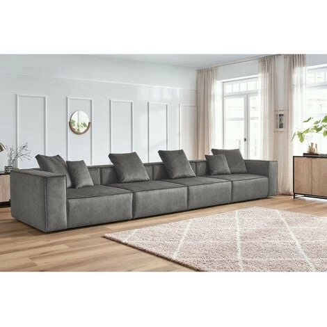 Canapé Modulable BOBOCHIC - Canapé Droit Fixe Modulable 5 Places VAUBAN Gris Foncé - Gris Foncé 6 Canapé Modulable BOBOCHIC - Canapé Droit Fixe Modulable 5 Places VAUBAN Gris Foncé - Gris Foncé – Image 4