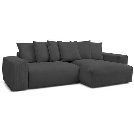 Canapé D'angle Fixe BOBOCHIC - Canapé D'angle Réversible Ultra Moelleux VOLTAIRE Velours Côtelé Gris Foncé - Gris Foncé 3 Canapé D'angle Fixe BOBOCHIC - Canapé D'angle Réversible Ultra Moelleux VOLTAIRE Velours Côtelé Gris Foncé - Gris Foncé