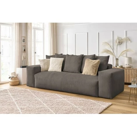 Canapé Droit Fixe BOBOCHIC - Canapé Droit Fixe 3 Places Ultra Moelleux VOLTAIRE Velours Côtelé Taupe - Taupe 4 Canapé Droit Fixe BOBOCHIC - Canapé Droit Fixe 3 Places Ultra Moelleux VOLTAIRE Velours Côtelé Taupe - Taupe – Image 2