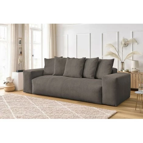 Canapé Droit Fixe BOBOCHIC - Canapé Droit Fixe 3 Places Ultra Moelleux VOLTAIRE Velours Côtelé Taupe - Taupe 6 Canapé Droit Fixe BOBOCHIC - Canapé Droit Fixe 3 Places Ultra Moelleux VOLTAIRE Velours Côtelé Taupe - Taupe – Image 4