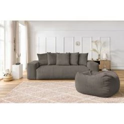 Canapé Droit Fixe BOBOCHIC - Canapé Droit Fixe 3 Places Ultra Moelleux VOLTAIRE Velours Côtelé Avec Pouf Taupe - Taupe 9 Canapé Droit Fixe BOBOCHIC - Canapé Droit Fixe 3 Places Ultra Moelleux VOLTAIRE Velours Côtelé Avec Pouf Taupe - Taupe -BOBOCHIC Soldes 2022 70830125 3