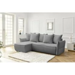 Canapés D'angle Convertibles BOBOCHIC - Canapé D'angle Convertible Coffre LEON Angle Gauche Gris Clair - Gris Clair -BOBOCHIC Soldes 2022 70901223 3