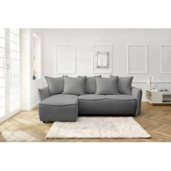 Canapés D'angle Convertibles BOBOCHIC - Canapé D'angle Convertible Coffre LEON Angle Gauche Gris Clair - Gris Clair -BOBOCHIC Soldes 2022 70901223 4