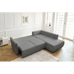 Canapés D'angle L Convertibles BOBOCHIC - Canapé D'angle L Convertible Coffre LEON Angle Droit Gris Clair - Gris Clair -BOBOCHIC Soldes 2022 70925828 5
