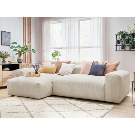 BOBOCHIC Lafayette - Canapé D'angle - En Velours Côtelé - 4 Places - Gauche Couleur - Beige - Beige 3 BOBOCHIC Lafayette - Canapé D'angle - En Velours Côtelé - 4 Places - Gauche Couleur - Beige - Beige