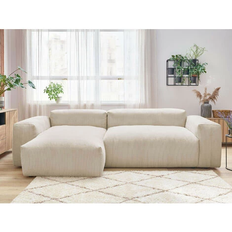 BOBOCHIC Lafayette - Canapé D'angle - En Velours Côtelé - 4 Places - Gauche Couleur - Beige - Beige 5 BOBOCHIC Lafayette - Canapé D'angle - En Velours Côtelé - 4 Places - Gauche Couleur - Beige - Beige – Image 3