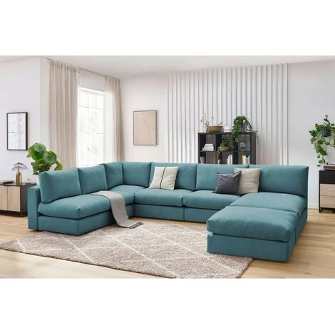 Canapé Modulable BOBOCHIC - Canapé D'angle Fixe 100% Modulable Ultra Moelleux PARIS Tissu 3 Chauffeuses, 1 Méridienne, 1 Angle, 1 Pouf Gris Bleu - Gris Bleu 6 Canapé Modulable BOBOCHIC - Canapé D'angle Fixe 100% Modulable Ultra Moelleux PARIS Tissu 3 Chauffeuses, 1 Méridienne, 1 Angle, 1 Pouf Gris Bleu - Gris Bleu – Image 4