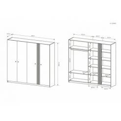 Armoires BOBOCHIC - Armoire 4 Portes L220 NAYA Chêne Et Noir - Chêne Et Noir -BOBOCHIC Soldes 2022 71587037 5