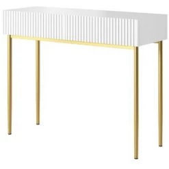 Consoles BOBOCHIC - Console 2 Tiroirs KASHA Pieds Or Blanc - Blanc