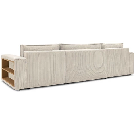 BOBOCHIC Nihad - Canapé Panoramique Convertible - Avec Coffre Et Tablette - En Velours Côtelé - 7 Places Couleur - Beige - Beige 6 BOBOCHIC Nihad - Canapé Panoramique Convertible - Avec Coffre Et Tablette - En Velours Côtelé - 7 Places Couleur - Beige - Beige – Image 4