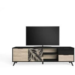 Meubles TV BOBOCHIC - Meuble TV 181 Cm INAYA Bois Et Noir - Bois Et Noir -BOBOCHIC Soldes 2022 71865841 4