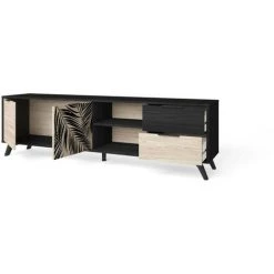 Meubles TV BOBOCHIC - Meuble TV 181 Cm INAYA Bois Et Noir - Bois Et Noir -BOBOCHIC Soldes 2022 71865841 5