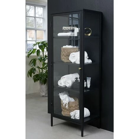 Rangement Vitrine BOBOCHIC - Rangement Vitrine H160 Cm LEYA Noir - Noir 4 Rangement Vitrine BOBOCHIC - Rangement Vitrine H160 Cm LEYA Noir - Noir – Image 2