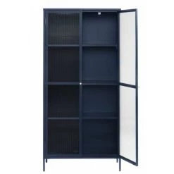 Rangement Vitrine BOBOCHIC - Rangement Vitrine Haut 2 Portes 90 Cm OLIE Bleu - Bleu -BOBOCHIC Soldes 2022 72161032 4
