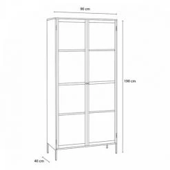 Rangement Vitrine BOBOCHIC - Rangement Vitrine Haut 2 Portes 90 Cm OLIE Bleu - Bleu -BOBOCHIC Soldes 2022 72161032 5