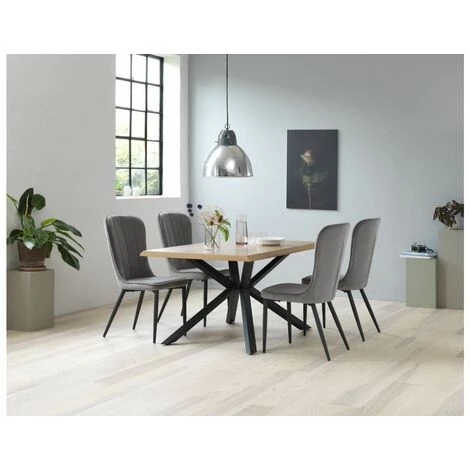 Table à Manger BOBOCHIC - Table à Manger SERNA Placage Chêne 160 Bois Et Noir - Bois Et Noir 4 Table à Manger BOBOCHIC - Table à Manger SERNA Placage Chêne 160 Bois Et Noir - Bois Et Noir – Image 2