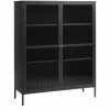 Rangement Vitrine BOBOCHIC - Rangement Vitrine Bas 2 Portes 111 Cm OLIE Noir - Noir