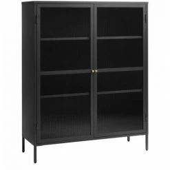 Rangement Vitrine BOBOCHIC - Rangement Vitrine Bas 2 Portes 111 Cm OLIE Noir - Noir
