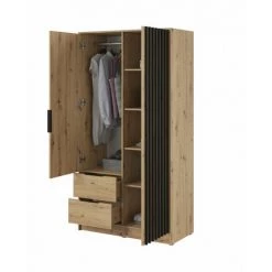 Armoires BOBOCHIC - Armoire 2 Portes 105 Cm PILA Chêne Et Noir - Chêne Et Noir -BOBOCHIC Soldes 2022 72247777 3