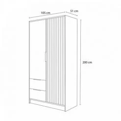 Armoires BOBOCHIC - Armoire 2 Portes 105 Cm PILA Chêne Et Noir - Chêne Et Noir -BOBOCHIC Soldes 2022 72247777 4